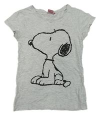 Šedé melírované tričko se Snoopym 