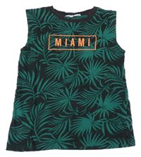 Černo-zelené vzorované tílko s nápisem H&M