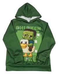 Tmavozelená mikina Minecraft s kapucí 