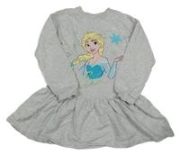 Šedé melírované teplákové šaty s Elsou Disney
