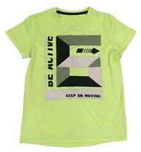 Limetkové melírované funkční sportovní tričko s potiskem ERGEENOMIXX