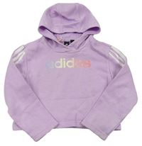 Levandulová crop mikina s kapucí Adidas 