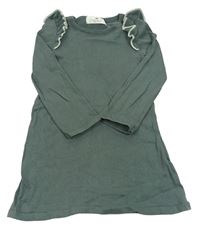 Šedokhaki pletené šaty s volánky H&M