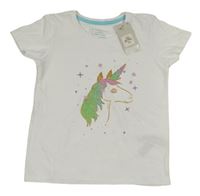 Bílé tričko s jednorožcem zn. PRIMARK