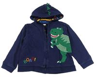 Tmavomodrá propínací podšitá mikina s dinosaurem a kapucí Jojo Maman Bébé