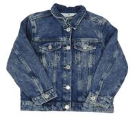 Tmavomodro-bílá plísňová riflová crop bunda H&M