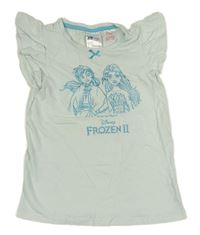 Světlemátové tričko s Frozen a volánky zn. H&M