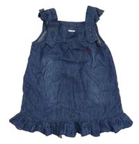 Tmavomodré riflové šaty s volánky s výšivkou H&M