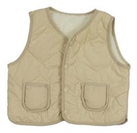 Světlebéžová prošívaná šusťáková zateplená oboustranná vesta SHEIN