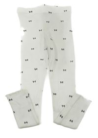 Bílé žebrované legíny s mašličkami F&F