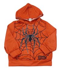 Červená mikina s pavoukem a kapucí 
