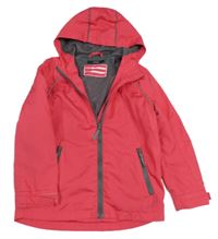 Tmavorůžová kostkovaná šusťáková jarní bunda s kapucí George