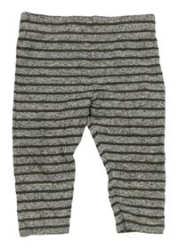 Šedo-bílo-tmavokhaki pruhované melírované úpletové legíny F&F