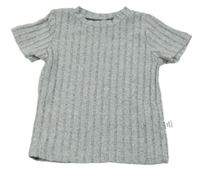 Šedé melírované žebrované úpletové tričko SHEIN