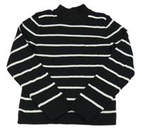 Černo-bílý pruhovaný žebrovaný úpletový rolák F&F