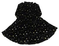 Černé sametové šaty se zlato-stříbrnými hvězdičkami SHEIN