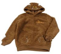 Hnědá huňatá podšitá mikina s kapsou a kapucí - Gruffalo Tu