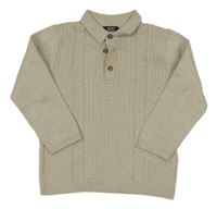 Světlebéžový melírovaný žebrovaný/vzorovaný úpletový svetr s límečkem Next