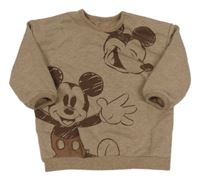 Hnědá melírovaná mikina s Mickey George