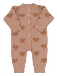 Světlerůžový pletený overal se srdíčky SHEIN