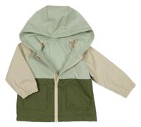 Mátovo-khaki-smetanová nepromokavá jarní bunda s kapucí Tu