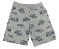 Šedé melírované teplákové kraťasy s IZS a monster trucky C&A