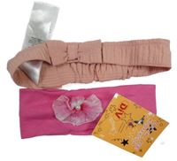 Nové - 2x - Čelenka - tmavorůžová s 3D květem s korálky, starorůžová s mašlí PRIMARK