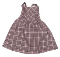 Růžovo-černo-bílé kostkovano/kárované vzorované šaty s volánky PRIMARK