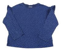 Tmavomodré puntíkaté melírované triko s volánky John Lewis