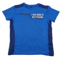 Safírovo-tmavomodré funkční sportovní tričko s nápisy ERGEENOMIXX