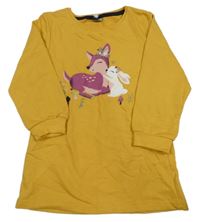 Hořčicové teplákové šaty se zvířátky Kiki&Koko