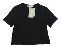 Nové - černé žebrované crop tričko H&M