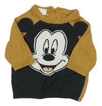 Antracitovo-hnědý svetr s Mickeym Disney