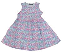 Bílo-lila-růžové bavlněné šaty s ananasy Primark