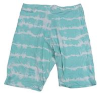 Tyrkysovo-bílé batikované elastické kraťasy zn. Primark