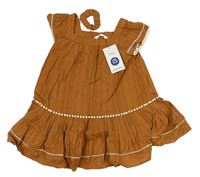 2set - Hnědé vzorované šaty + gumička do vlasů M&S