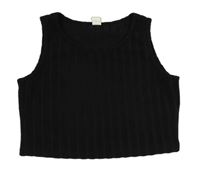 Černý žebrovaný úpletový crop top Shein