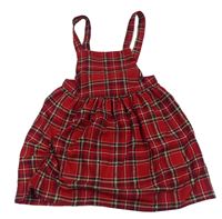 Červeno-černo-bílé třpytivé kostkované laclové šaty H&M