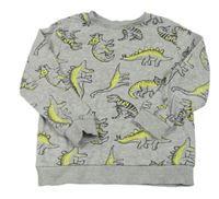 Šedá melírovaná mikina s dinosaury zn. Everyday