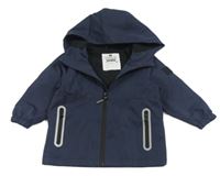 Tmavomodrá šusťáková lehce zateplená bunda s kapucí F&F