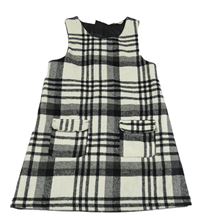 Světlešedo-černé kostkované vlněné šaty zn. F&F