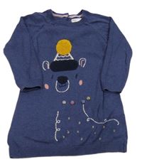 Tmavomodré svetrové šaty s medvědem M&S