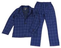 2set - Tmavomodré kostkované slavnostní sako + kalhoty