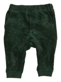 Tmavozelené žebrované sametové tepláky H&M