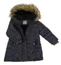 Lilkový šusťákový zimní kabát s leopardím vzorem a kapucí Next