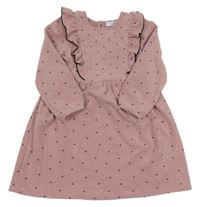 Starorůžové šaty se srdíčky a volánky Primark