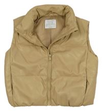 Písková koženková zateplená crop vesta Primark