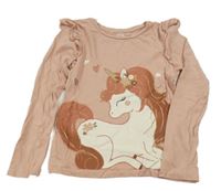 Starorůžové triko s jednorožcem C&A