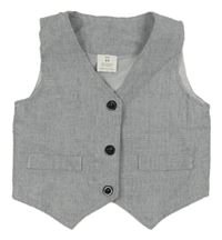 Tmavomodro-bílá kostkovaná slavnostní vesta