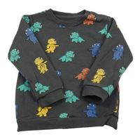 Antracitová mikina s dinosaury M&S